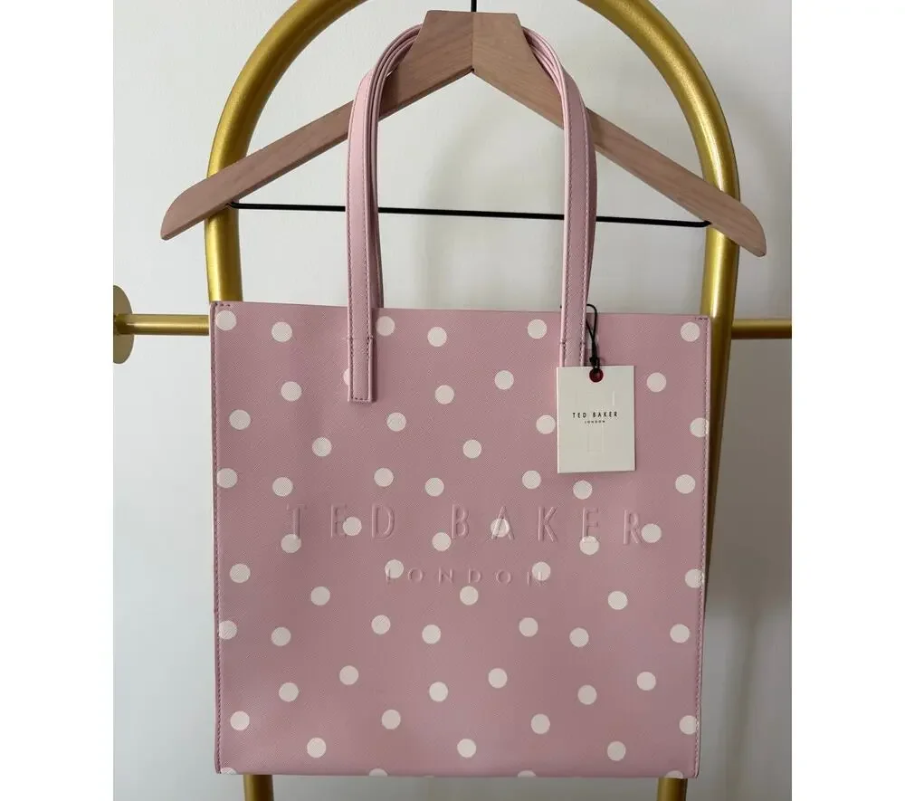 Ted Baker NEW Soocon Pink with Cream Polka Dot Tote